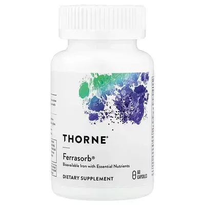 Thorne Ferrasorb,комплекс із залізом, 60 капсул